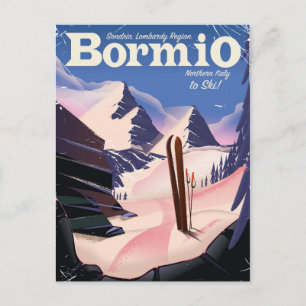 Bormio,Sondrio, Lombardy Region, Italy ski poster. Postcard