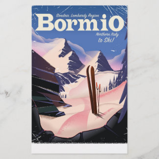 Bormio,Sondrio, Lombardy Region, Italy ski poster. Stationery