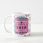 Born 1929 90th Birthday Butterflies Add Your Name Coffee Mug<br><div class="desc">A superb personalised coffee mug gift for a family member or best friend. Watercolor butterflies in pretty pastel shades. The text is easily edited using the template provided.</div>