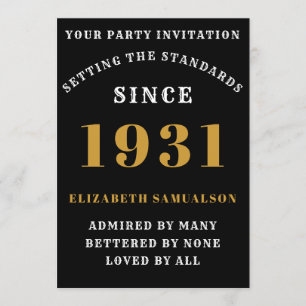Born 1931 90th Birthday Love Add Your Name Black Invitation