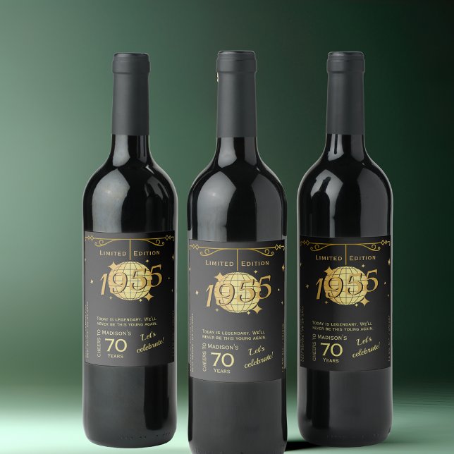 Born 1955 70th birthday party elegant wine Label (Creator Uploaded)