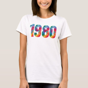 Born 1980 Birthday Party Multi-coloured Tie Dye T-Shirt