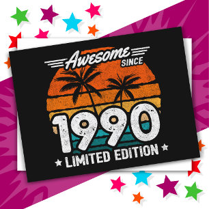 Born 1990 Limited Edition Retro Awesome Since 1990 Postcard