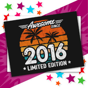 Born 2016 Limited Edition Retro Awesome Since 2016 Postcard