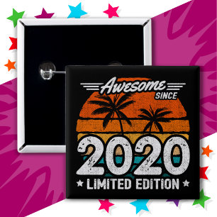 Born 2020 Limited Edition Retro Awesome Since 2020 15 Cm Square Badge