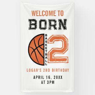 Born 2 Ball Basketball 2nd Birthday Party  Banner