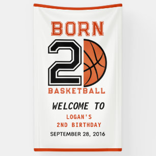 Born 2 Ball Basketball 2nd Birthday Party Banner
