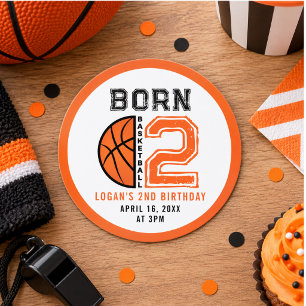 Born 2 Ball Basketball 2nd Birthday Party Classic Round Sticker