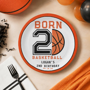  Born 2 Ball Basketball 2nd Birthday Party Paper Plate