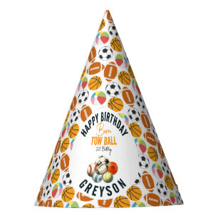 Born 2 Ball Sport Themed Boy 2nd Birthday Party Hat