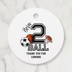 Born 2 Ball Sports Theme Boy’s 2nd Birthday Party Favour Tags