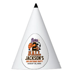 Born 2 Ball Sports-Themed Boy 2nd Birthday Party Hat