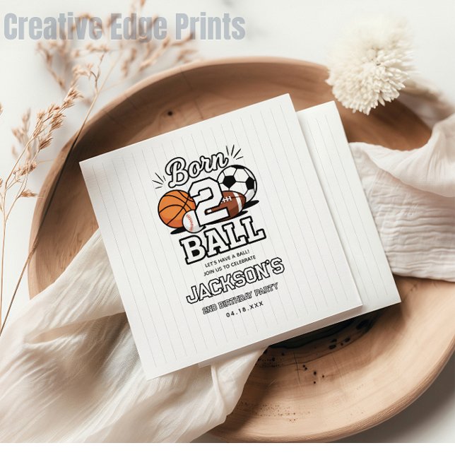 Born 2 Ball Sports Themed Boy 2nd Birthday Party Napkin (Born 2 Ball Sports Themed Boy 2nd Birthday Party napkins)