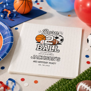 Born 2 Ball Sports Themed Boy 2nd Birthday Party Napkin
