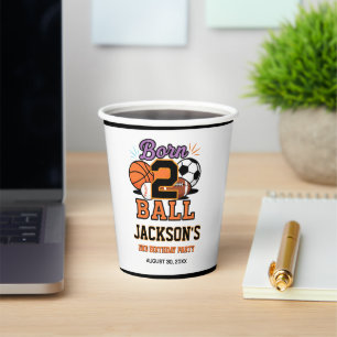 Born 2 Ball Sports-Themed Boy 2nd Birthday Party Paper Cups