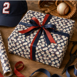 Born 2 Baseball Sports Theme Boy's 2nd Birthday Wrapping Paper