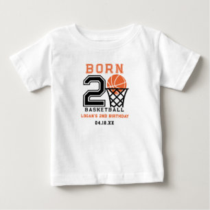 Born 2 Basketball   Sports Boy's 2nd Birthday Baby T-Shirt