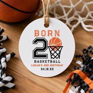 Born 2 Basketball Sports Boy's 2nd Birthday Favour Tags