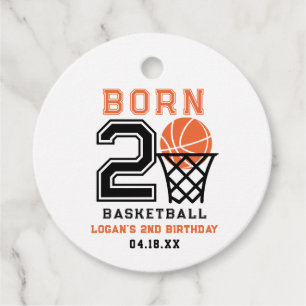 Born 2 Basketball   Sports Boy's 2nd Birthday Favour Tags