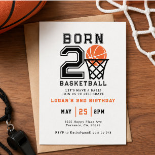 Born 2 Basketball   Sports  Boy's 2nd Birthday Invitation