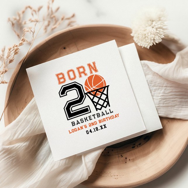 Born 2 Basketball | Sports Boy's 2nd Birthday Napkin (Creator Uploaded)