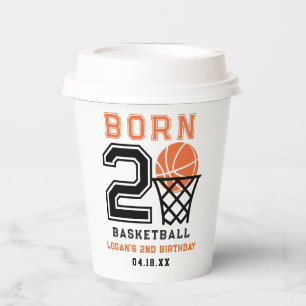 Born 2 Basketball   Sports Boy's 2nd Birthday Paper Cups