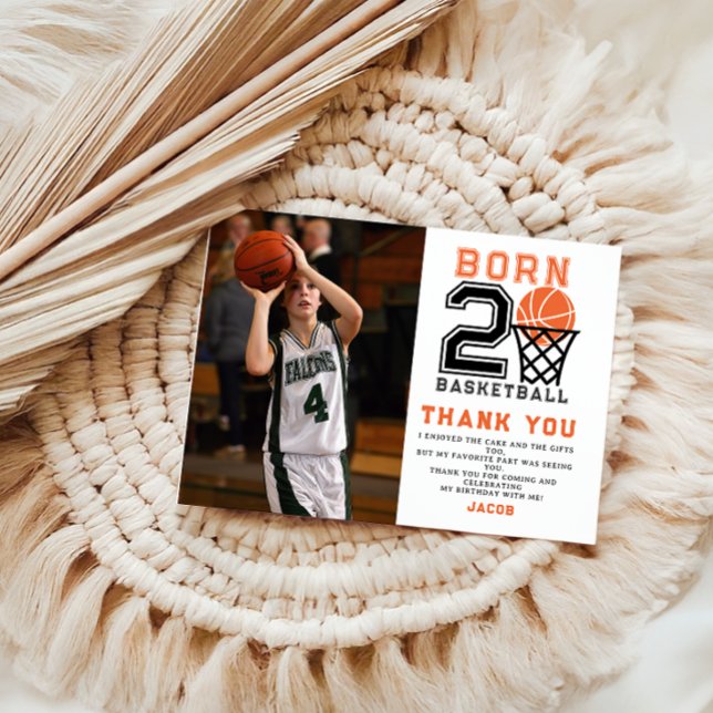 Born 2 Basketball | Sports  Boy's 2nd Birthday Thank You Card (Creator Uploaded)