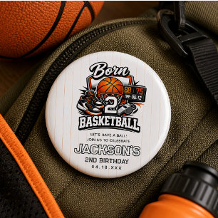Born 2 Basketball Sports Themed 2nd Birthday 3 Cm Round Badge