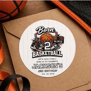 Born 2 Basketball Sports Themed 2nd Birthday Classic Round Sticker