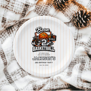 Born 2 Basketball   Sports Themed 2nd Birthday Paper Plate