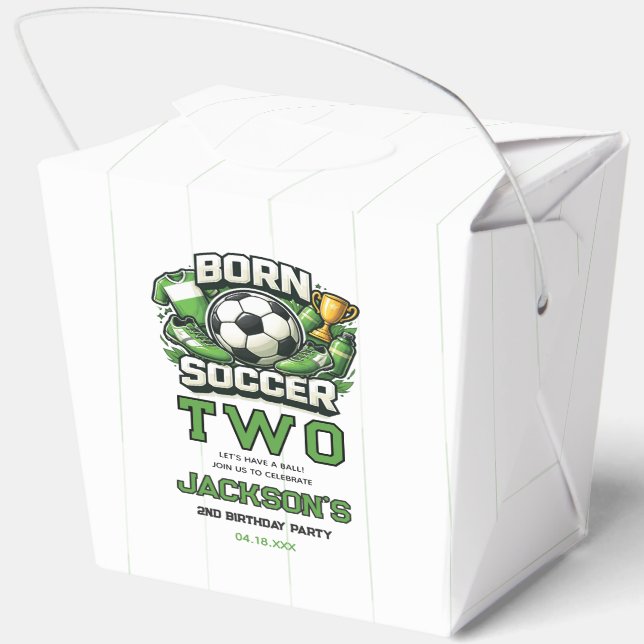 Born 2 Soccer Sports Themed Boy 2nd Birthday Party Favour Box (Back)