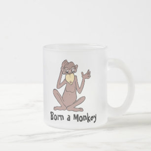 Born a Monkey Frosted Glass Coffee Mug