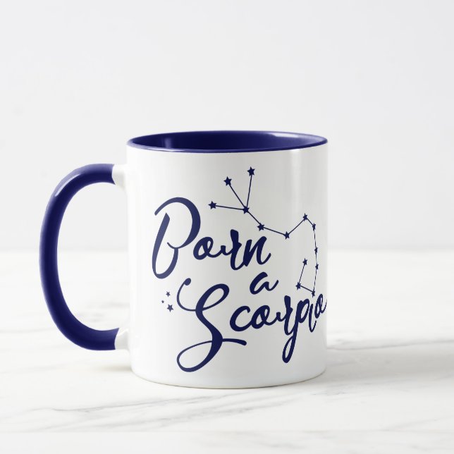 "Born a Scorpio" Zodiac Constellation Mug Design (Left)