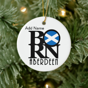 BORN Aberdeen Scotland Customisable Ceramic Tree Decoration