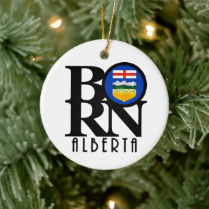 BORN Alberta Canada Ceramic Tree Decoration