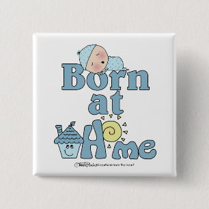 Born At Home-Sleeping Baby Boy 15 Cm Square Badge