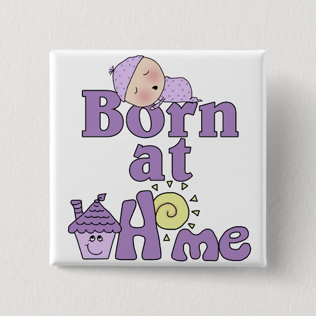 Born At Home-Sleeping Baby Girl 15 Cm Square Badge (Front)