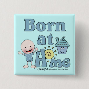 Born at Home-Standing Baby Boy 15 Cm Square Badge