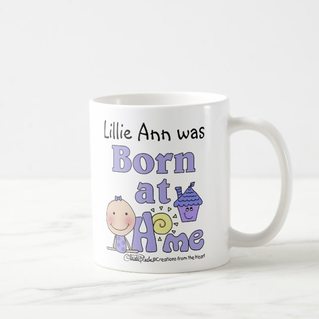 Born At Home-Stick Figure Girl in Purple Coffee Mug (Right)