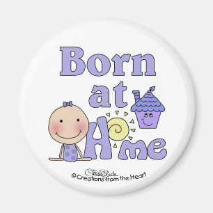 Born At Home-Stick Figure Girl in Purple Magnet