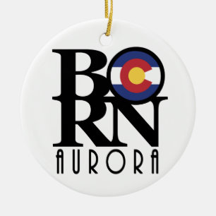 BORN Aurora Colorado Ceramic Tree Decoration