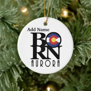 BORN Aurora Colorado Customisable Ceramic Tree Decoration