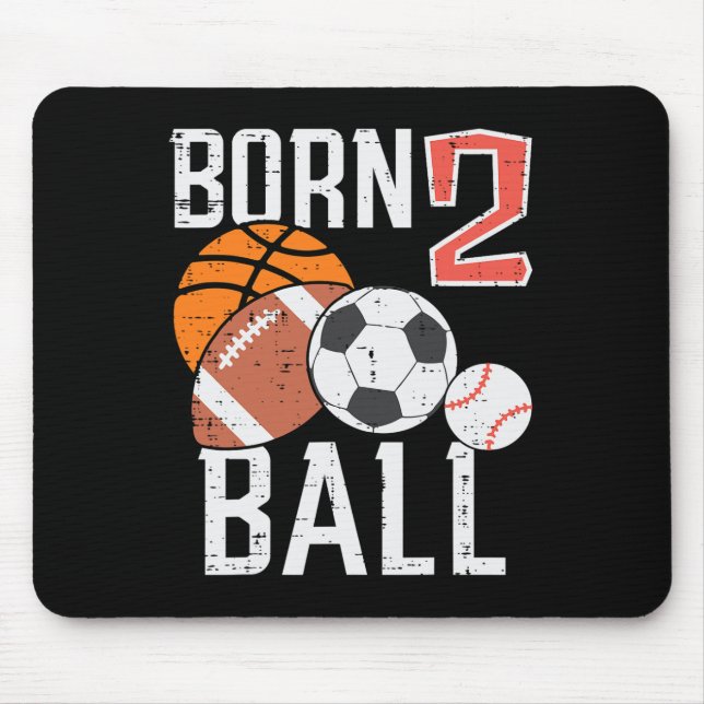 Born Basketball Football 2nd Birthday Toddler Boy  Mouse Mat (Front)