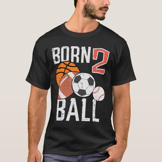 Born Basketball Football 2nd Birthday Toddler Boy  T-Shirt (Front)