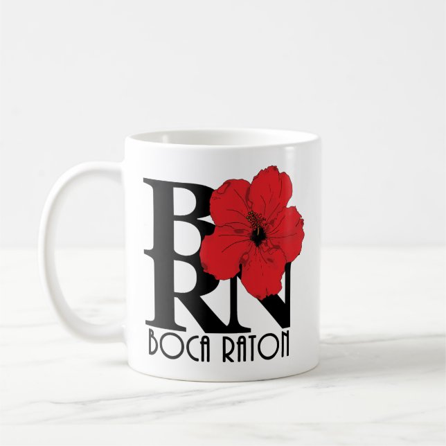 BORN Boca Raton Red Hibiscus 11oz Mug (Left)