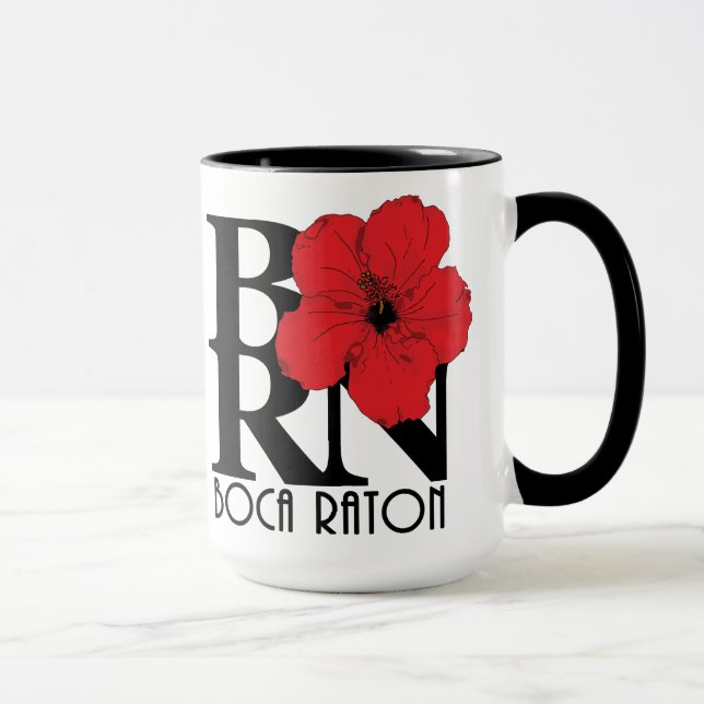 BORN Boca Raton Red Hibiscus 15oz Mug (Right)