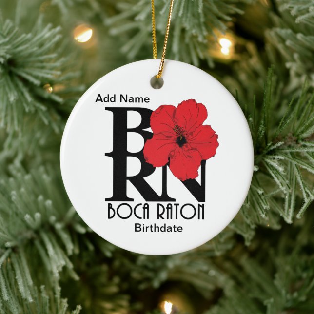 BORN Boca Raton Red Hibiscus Ceramic Tree Decoration (Tree)