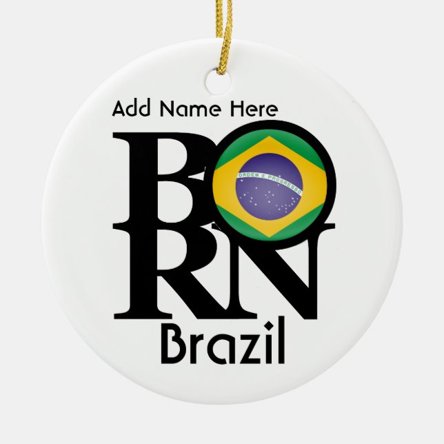 BORN Brazil Personalized Ceramic Tree Decoration (Front)