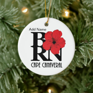 BORN Cape Canaveral Red Hibiscus Ceramic Tree Decoration