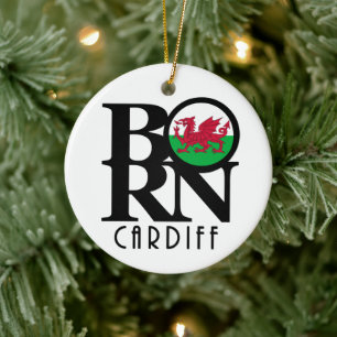 BORN Cardiff Wales Ceramic Tree Decoration